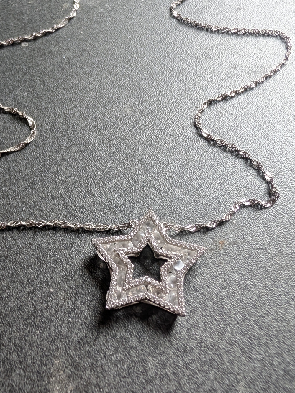 Sterling Silver Star Pendant 18" Necklace with Crystal Accents